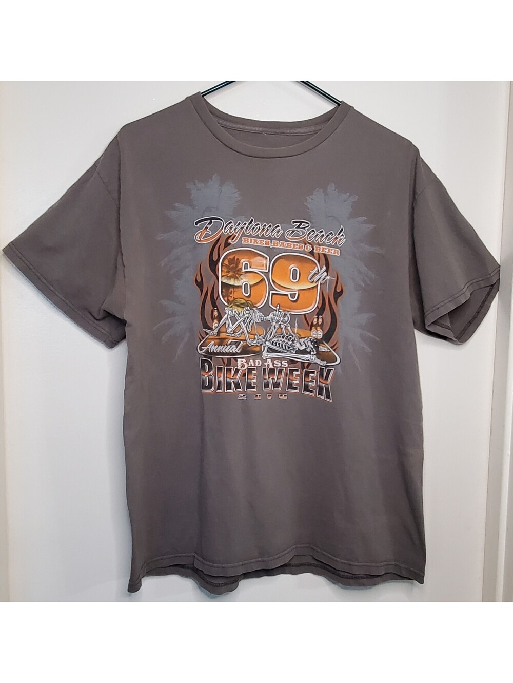2010 Daytona Beach 69th Bad A$$ Bike Week Skeleton T-Shirt Graphic Tee